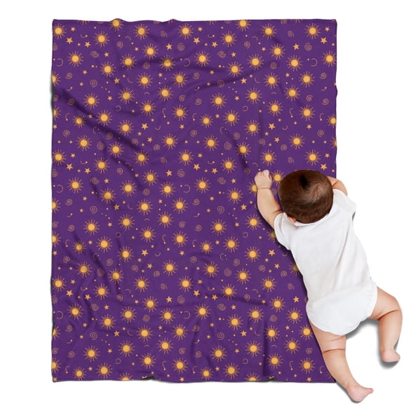 Purple Sun Star Swirl Pattern Blanket,Comfortable Soft Flannel Throw Blanket,All Season,Warm Lightweight Blankets for Sofa Bed Couch Living Room Chair,30"x40"