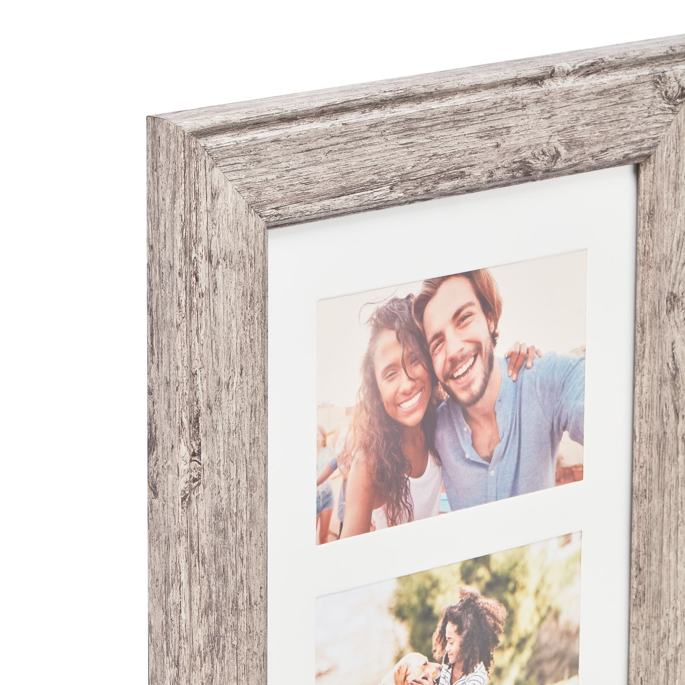Mainstays 4x6 4-Opening Matted Wall Collage Picture Frame, Rustic Gray