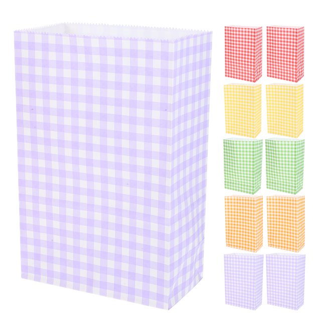 KAKOWELY 50 bolsas de fiesta a cuadros de colores para galletas, dulces y chocolates. Contenedor de dulces navideños para cumpleaños, bodas y festividades.