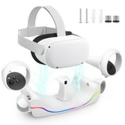 TSV Charging Station Fit for Oculus/Meta Quest 2 Headset, VR Magnetic Charging Dock, VR Headset Display Holder Controller Mount Station with LED Indicator