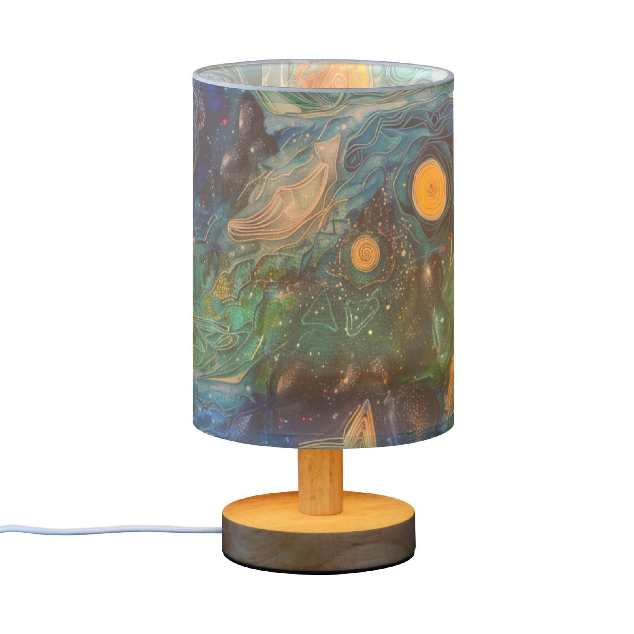 Starry Night Oil Painting Table Lamp with USB Port LED Warm Light Lamp Night Light Home Decor