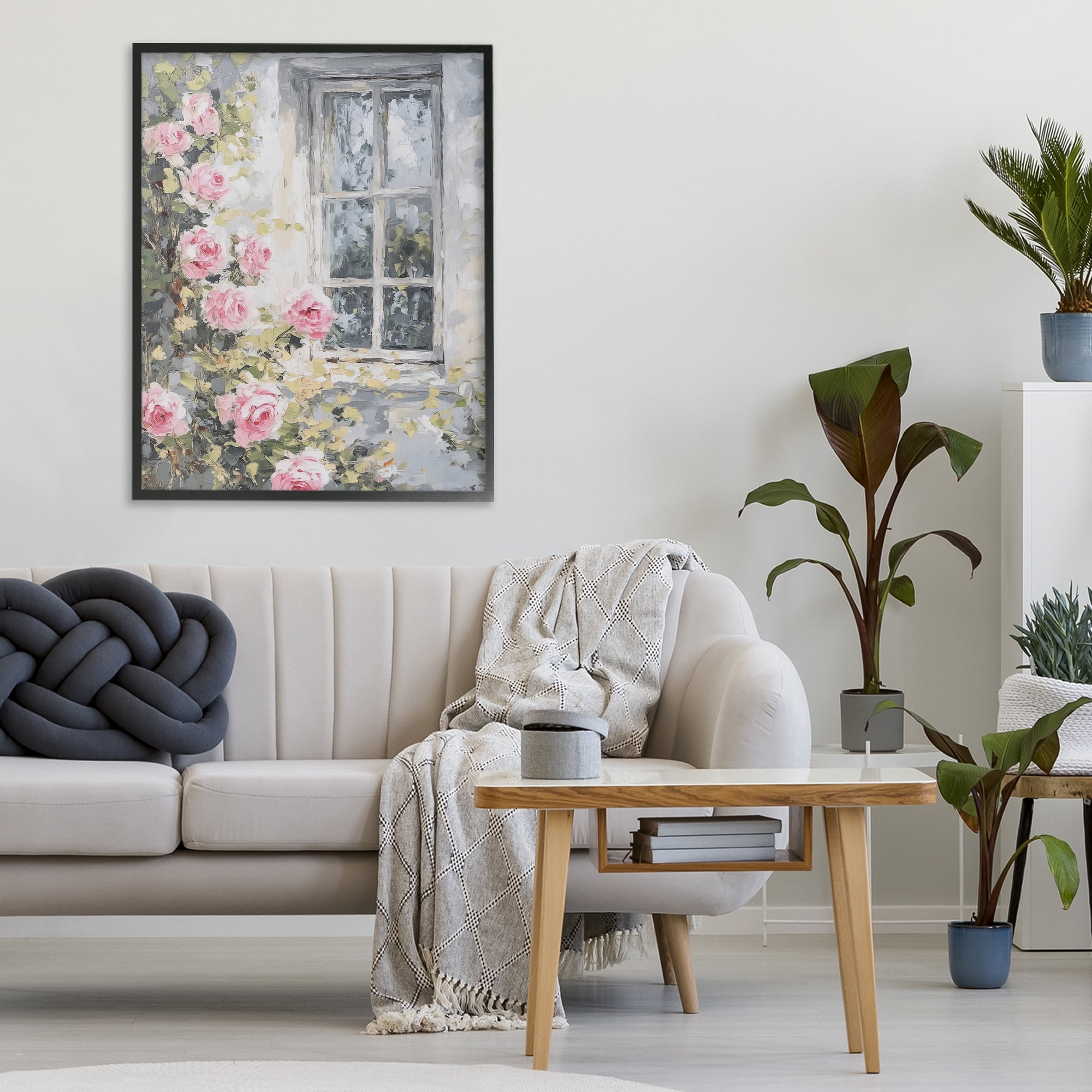 Stupell Industries View Of Roses Cottage Window Black Framed Giclee Art, design by LSR Design Studio