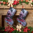 thumbnail image 6 of KLL Gothic Red Skull Cemetery for 18" Christmas Stocking Snowman Xmas Stocking Holiday Christmas Decoration Gifts for Family Kids, 6 of 8