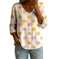 thumbnail image 5 of bovemsi Blouses for Women Dressy Casual Long Sleeve Full Print Bubble Wrinkled Retro Art Button Down Breathable Shirts Cute Summer Tops, 5 of 6