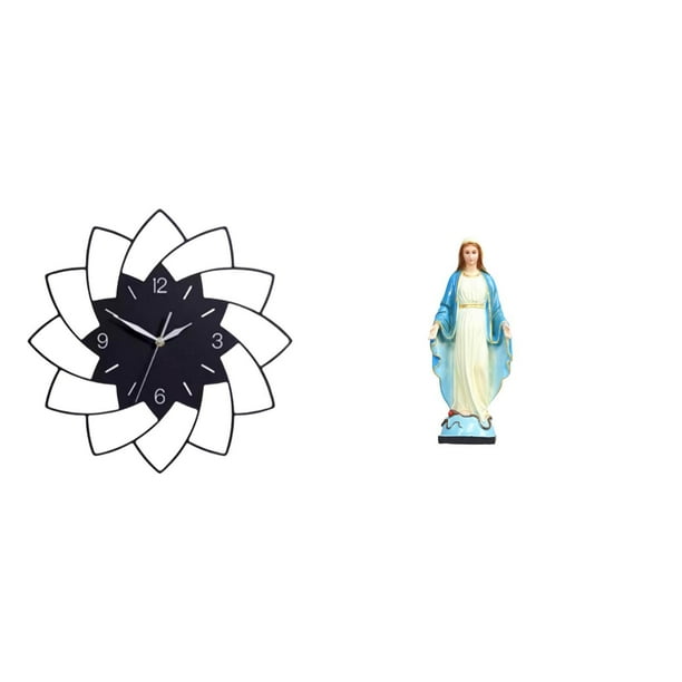 Reloj de pared grande,Reloj de pared acrílico silencioso,sin tictac,Reloj de pared grande para oficina,silencioso,fácil de leer y sencillo.,Estatua católica,Colección religiosa de estatuas