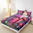 thumbnail image 4 of Feelyou Dreamy Mushroom House Queen Sheet Sets, Jungle Frog Animal Flat Sheet, Fairy Tale Princess Queen Fitted Sheet, Lightweight Room Decor, 4 Pieces, 4 of 7