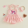 thumbnail image 3 of Duqingm Baby Girl First Birthday Outfit Smocked Bubble Romper Dress Jumpsuit Bodysuit Cute Summer Clothes Red,12-18 Months, 3 of 6