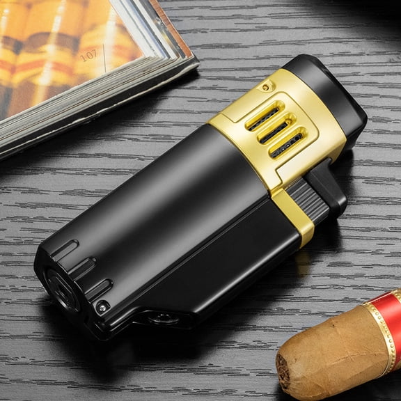Cigar Lighter Three-In-One Multifunctional Hidden Cigar Drill Cigar Support Four Fire Direct Punch Lighter Cb-24K4