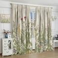 thumbnail image 4 of Flowers Curtains，Rustic Retro Wildflowers Herbs Plants Wooden Panels Farmhouse Theme，Bedroom Living Room Blackout Curtains，2 Panel Sets,42X54 Inch, 4 of 6