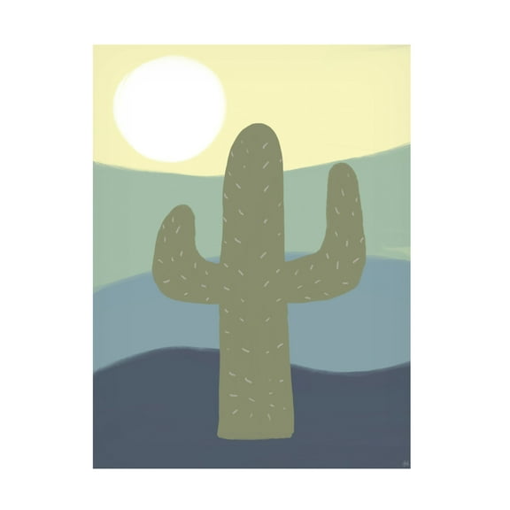 Canvas Wall Art - Line and Brush 'Sunset Cactus ' Wall Art for Living Room, Bedroom, or Office Décor by Trademark Fine Art - 14 x 19 Inches