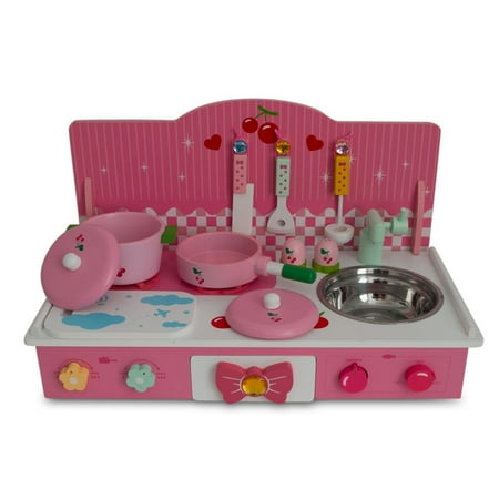 22 Wooden Pink Toy  Kitchen  Play Set Walmart  com
