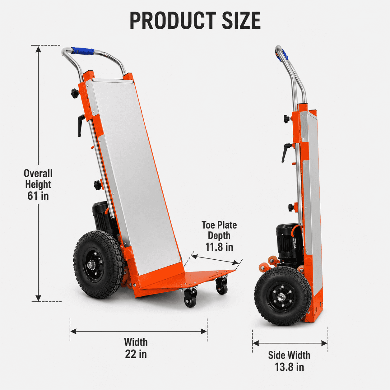 Orange Hand Trucks - 880lbs Capacity Electric Stair Hand Trucks 1200W Heavy Duty Stair Climber Trolley with Safety Rope and Solid Wheel for Moving Furni ture Logistics Warehous