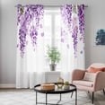 thumbnail image 5 of Wisteria Flowers Kitchen Curtains 84 Inch Length, Purple Floral Warercolor Summer Grommet Top Bedroom Living Room Curtains, Light Filtering Cafe Curtain Drapes 2 Panels Set 84''x84'', 5 of 9