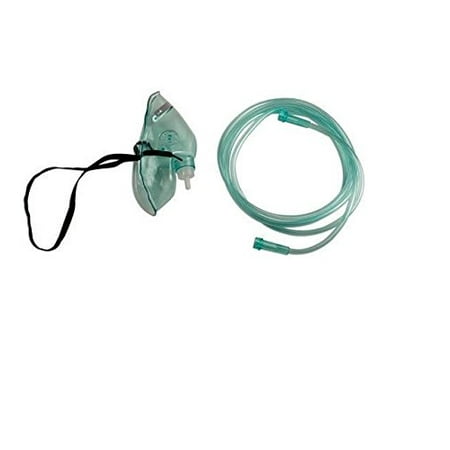 Healthline Adult Mask With 7 Inch Tubing, Portable Oxygen Mask With Elastic Strap For Adult, Medical Oxygen Therapy, O2 Mask With Tubing For Medical Needs, Includes 1