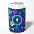 thumbnail image 2 of Letter N Initial Monogram - Blue Swirls Can or Bottle Beverage Insulator Hugger, 2 of 5