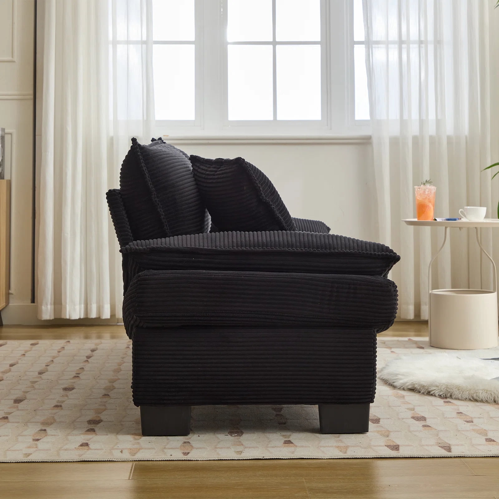 84" Comfy Corduroy Sofa 2-Seater Deep Seating Loveseat with Pillows for Small Spaces