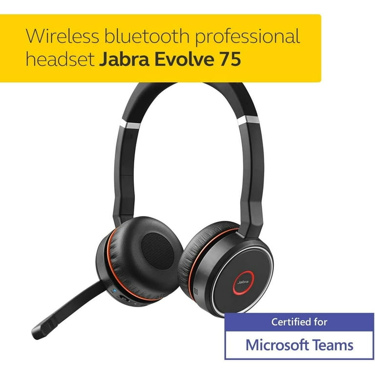 Restored Jabra Evolve 75 MS Wireless Headset, Stereo – Includes