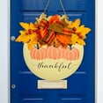 thumbnail image 2 of Limei 1 Pcs Door Plaque Wood Pumpkin Pattern Hanging Pendant Decorative for Halloween Thanksgiving Festival, 2 of 7