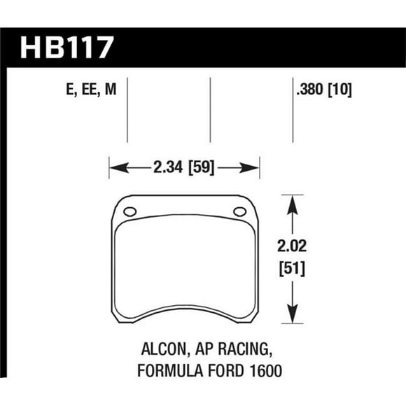 Plaquettes de Frein de Course Hawk Performance HB117E.380 pour AP Racing CP3696 Bleu 9012