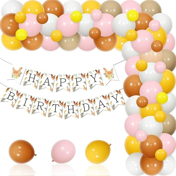 Barnyard Farm Animal Birthday Banner Chicken Themed Birthday Decorations Hen & Chick Themed Decor Balloons Garland Kit for Boy Girl This Chick Is One 1st 2nd 3rd Bday Party Supplies