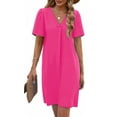 thumbnail image 3 of Fantaslook Summer Dresses for Women Short Sleeve V Neck Casual Shift Dress with Pockets, 3 of 8
