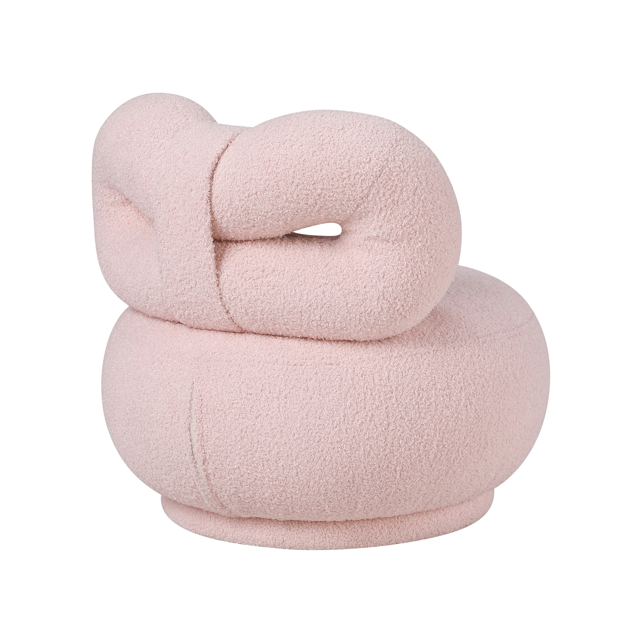 OakvillePark Wooda Modern Bow Shaped Boucle Mini Kid's Swivel Chair, Pink
