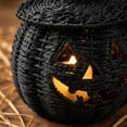 thumbnail image 4 of Orangide Halloween Decor Pumpkin Basket with Lid Black Wicker Resin Ornament Handmade Tabletop Decor for Party Home Shelf Centerpiece Fall Decoration, 4 of 7