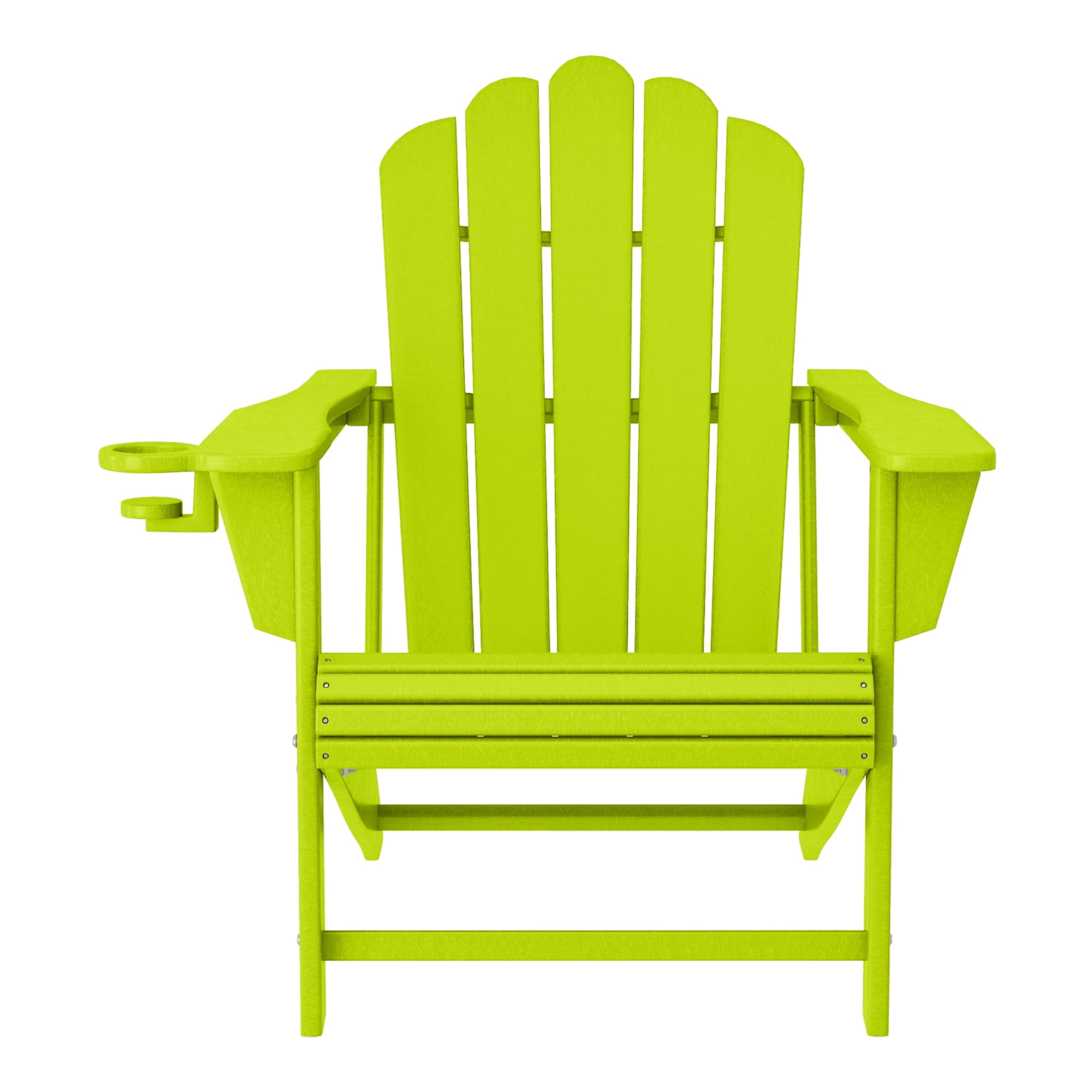 WestinTrends Highland Outdoor Patio HDPE Adirondack Chairs With Cup Holders (Set of 8), Lime