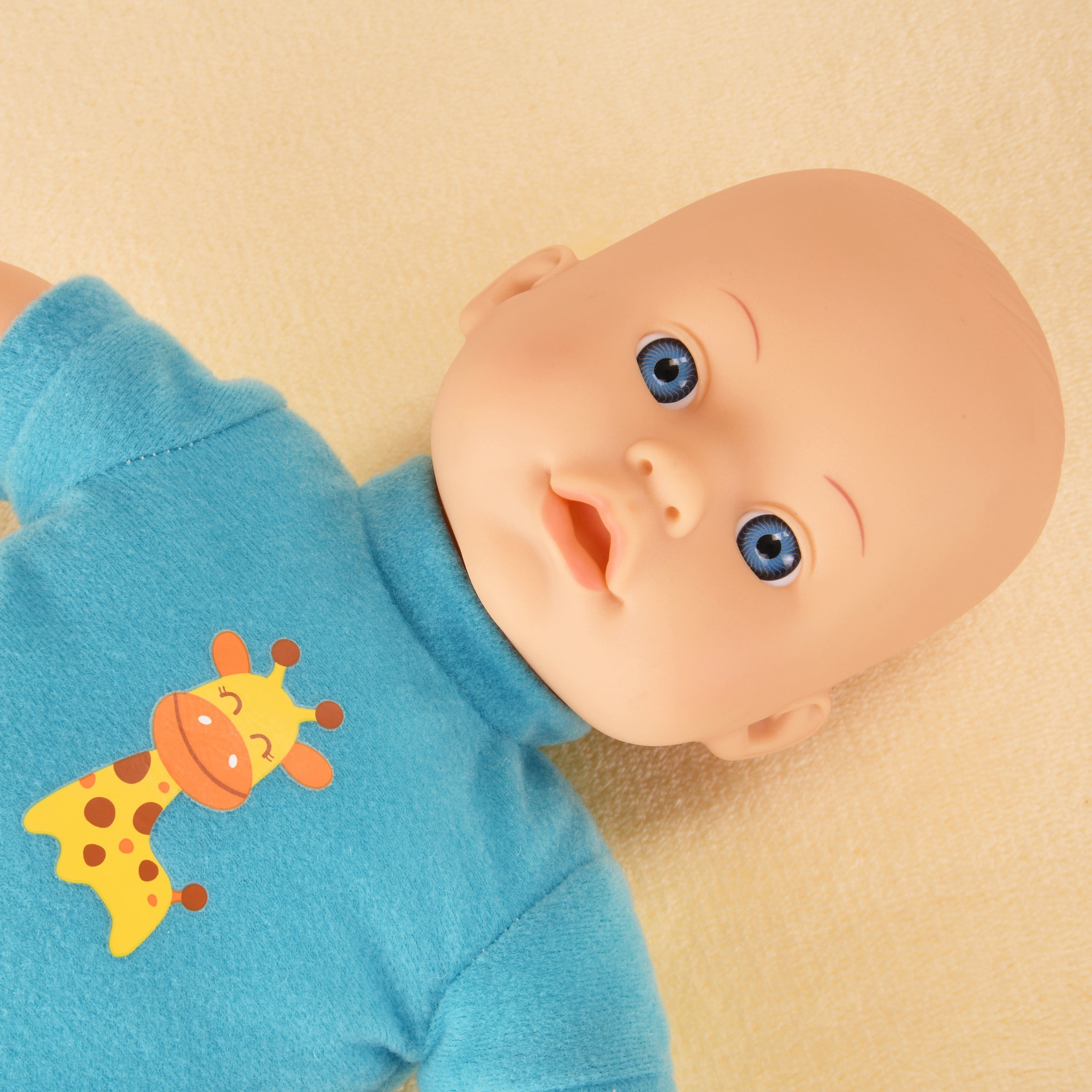 My Sweet Love 13" Soft Baby Doll with Sewn-on Teal Giraffe Outfit