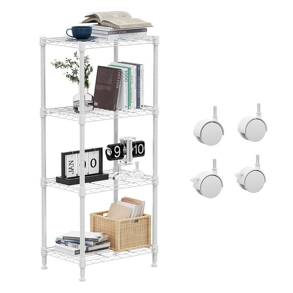 4 Shelf Wire Shelving Rolling Laundry Room Storage Metal Shelves Rack 12*18*41"
