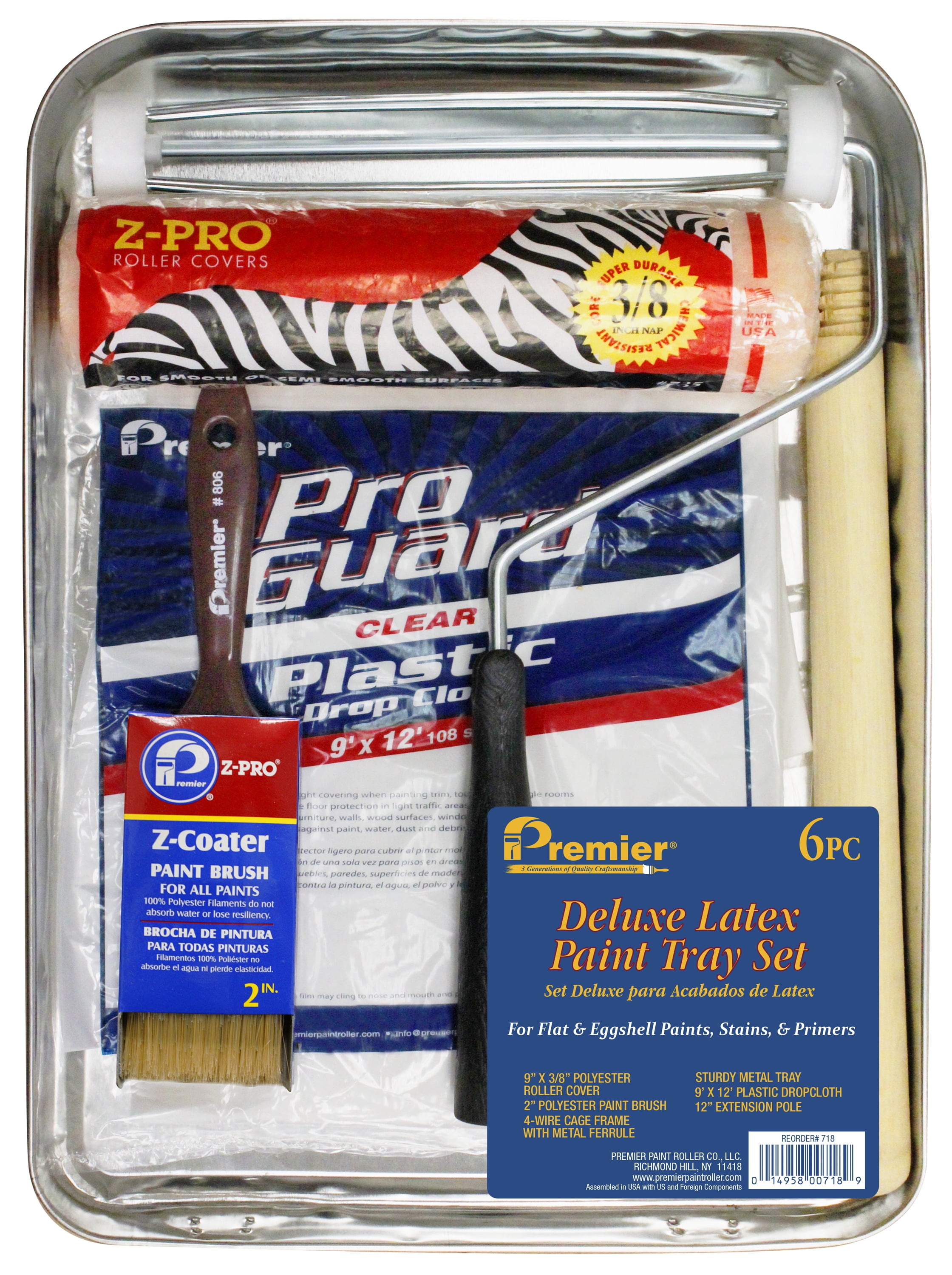 Premier Paint Roller 6 Piece 9 inch Paint Roller Kit with Silver Metal