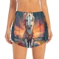 thumbnail image 2 of Rateoe Starry Sky Cute Horse Printed 2 in 1 Women's Workout Shorts for Athletic Gym Running Shorts with Phone Pockets-X-Large, 2 of 7