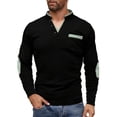 thumbnail image 2 of pstuiky camisas de manga larga para hombre, Blusa/camiseta informal y moderna de color liso con cuello en V, manga larga y bolsillos abotonados para hombre camisetas de hombre m, 2 of 4