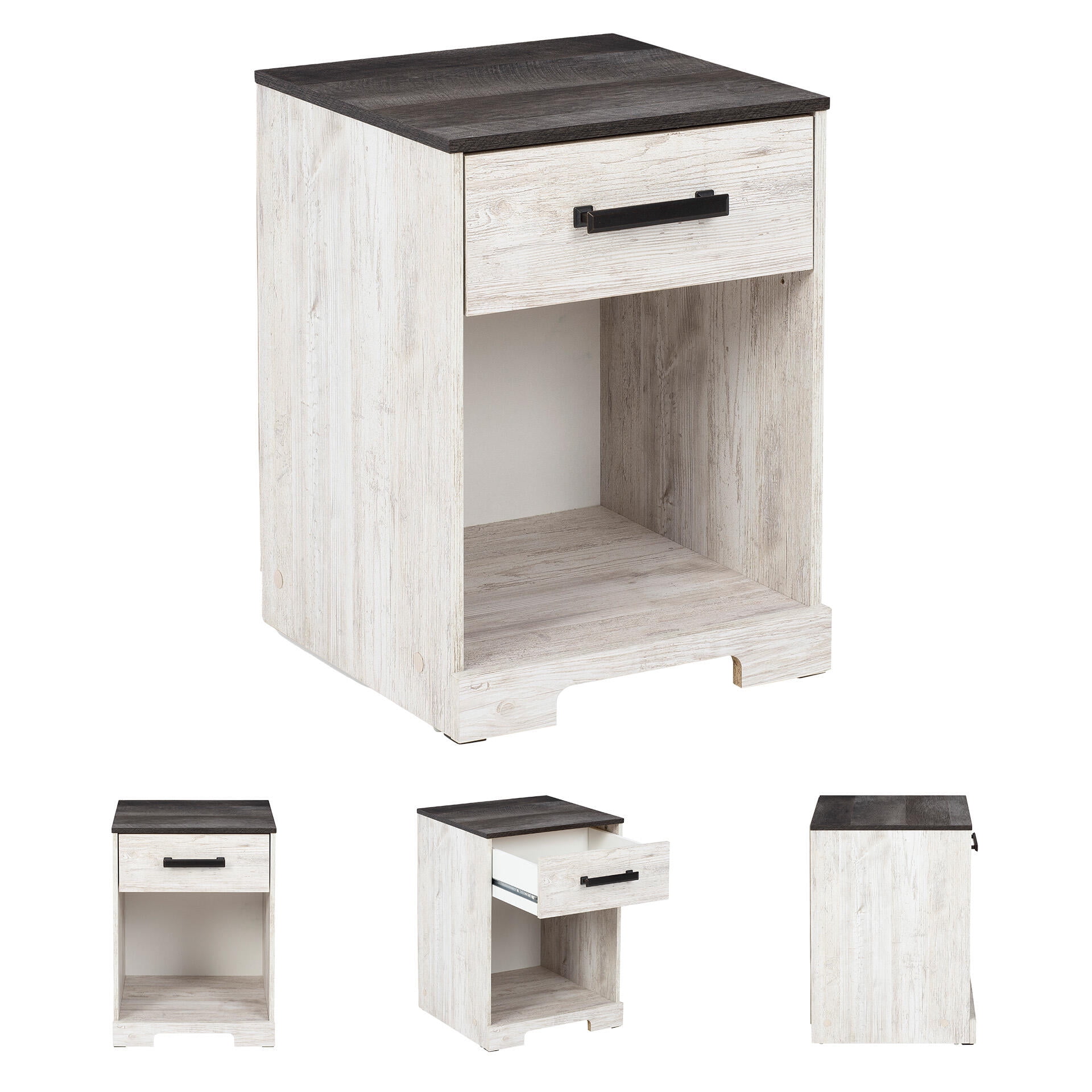 Signature Design by Ashley Casual Shawburn Nightstand Whitewash/Charcoal Gray