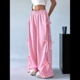 thumbnail image 4 of Pantalones Deportivos Holgados para Mujer, con Cintura Elástica, Informales, de Pierna y Bolsillos, Estilo Y2K Rosa M, 4 of 9