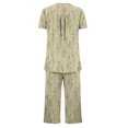 thumbnail image 4 of Tnhcen Women's Summer Floral Print Henley Sleepwear Set - Button-Up Short Sleeve Top Capri Pants with Side Pockets Stretchy Pajamas Set Loungewear (S-3XL), 4 of 5