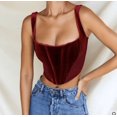 thumbnail image 2 of Douhoow Womens Tank Top Red Crop Top Summer Vintage Sleeveless Backless Streetwear Vest, 2 of 2