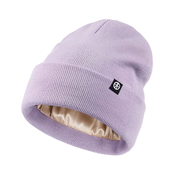 Hats for Women Beanies Women Couples Winter Outdoor Thermal Pullover Knitted Hat Men's and Women's Silk Lined Flanged Hat Ear Protective Hat