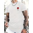 thumbnail image 1 of Shoulder "Rose" Pattern Printing 100% Cotton Casual Novel Men's T-shirt, Short-sleeved Summer Shirt, Comfortable Fit, Fashionable Street Style Round Neck T-shirt, Suitable For Daily And Outdoor., 1 of 5