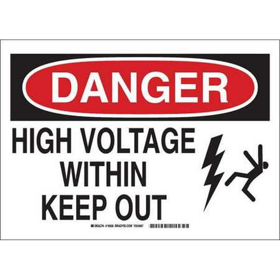 BRADY 19931 Danger Sign,High Voltage,7 x 10 In.