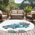 thumbnail image 4 of Round Rug 7Ft Washable Non-Slip, Summer Tropical Plants Circle Area Rugs for Living Room Bedroom, Turquoise Truck Cactus Flowers Indoor Floor Mats Carpet Runner for Home Decor Aesthetic, 4 of 8