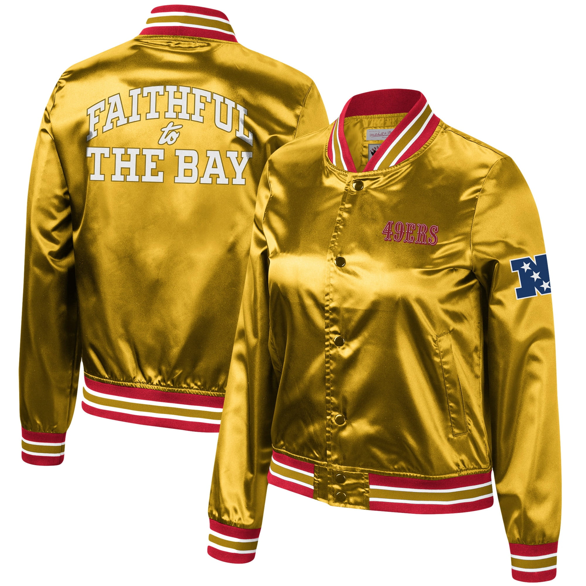gold 49ers jacket mitchell and ness