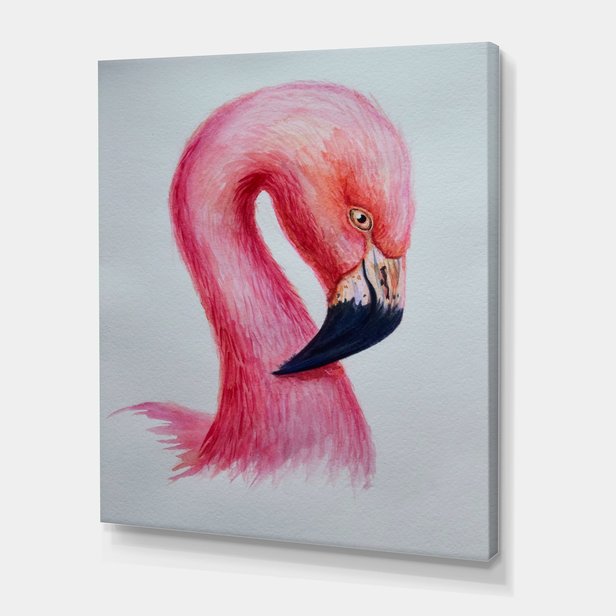 Designart ' Abstract Portrait of Pink Flamingo IV ' Farmhouse Canvas Wall Art Print