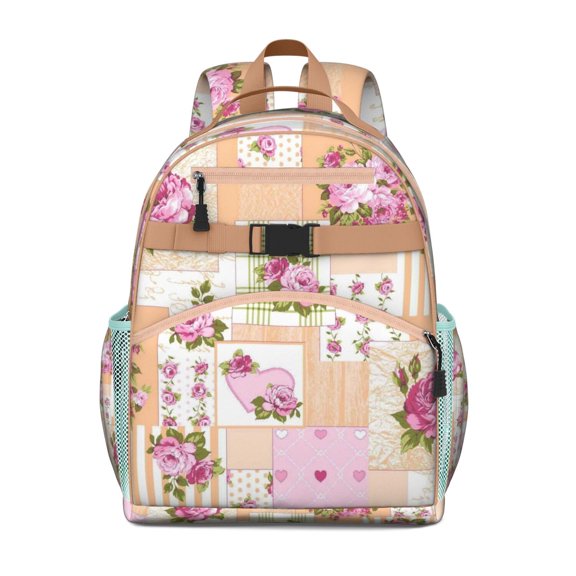 Pioneer Flower Backpack for School,Cute School Bag,Schoolbag with Adjustable Shoulder Straps & Padded Back,15.25"x11.5"x5.25"