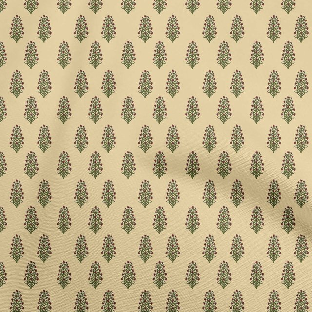oneOone Velvet Light Beige Fabric Asian Floral Block Fabric For Sewing Printed Craft Fabric By The Yard 58 Inch Wide