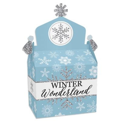 Winter Wonderland - Treat Box Party Favors - Snowflake Holiday Party and Winter Wedding Goodie Gable Boxes - Set of (Best Holiday Party Games For Adults)
