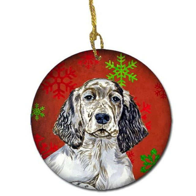 Carolines Treasures LH9322-CO1 English Setter Red Snowflake Holiday Christmas Ceramic Ornament
