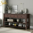 thumbnail image 2 of Tcbosik 50" Entryway Table with 3 Drawers and Open Storage Shelves, Farmhouse Accent Sofa Table, for Living Room, Hallway, Couch, Small Spaces - Espresso, 2 of 9