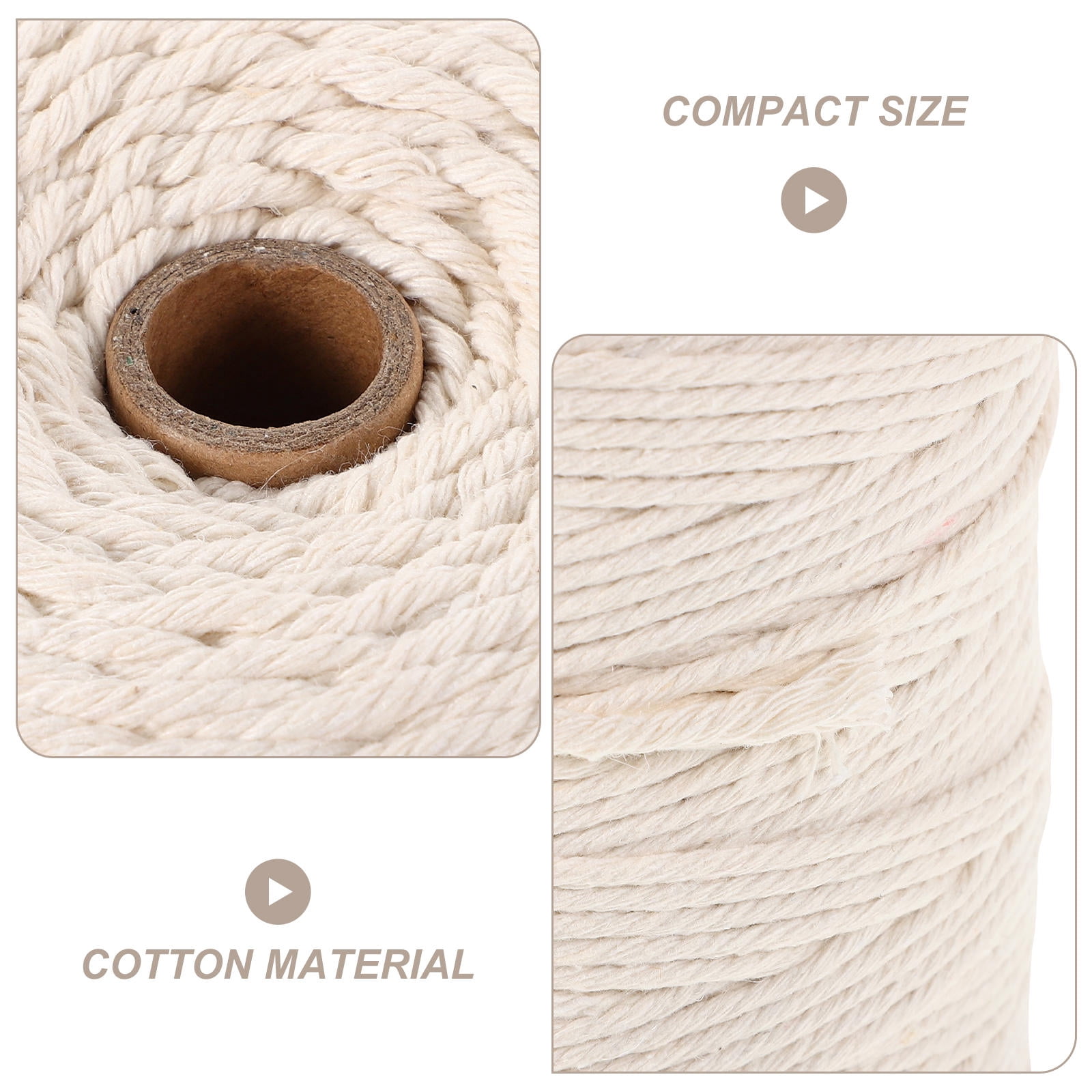 PENIKOKO 1 Roll Decorative Cord Beige Cotton Rope for Macrame Weaving Home Decor Beginners