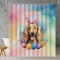 thumbnail image 2 of Happy Easter Afghan Hound with Bunny Ear Headband and Flowers Shower Curtain Dog Lover Waterproof Bathroom Bathtub Curtain - 13001, 2 of 5